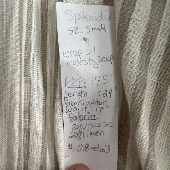 sz S,New with tags Splendid faux wrap linen blend sleeveless stripe blouse $128 - Picture 12 of 14